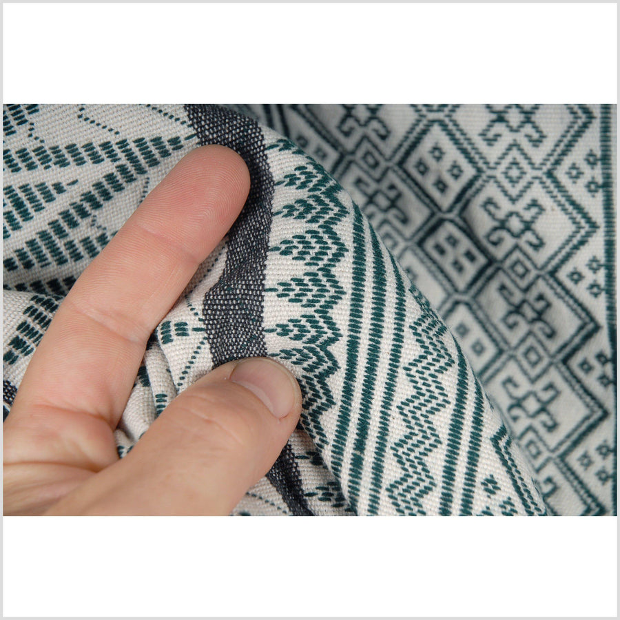 Naga blanket handwoven cotton bed throw stripe boho tapestry India textile boho runner neutral white green tribal home decor ethnic 28 DS68