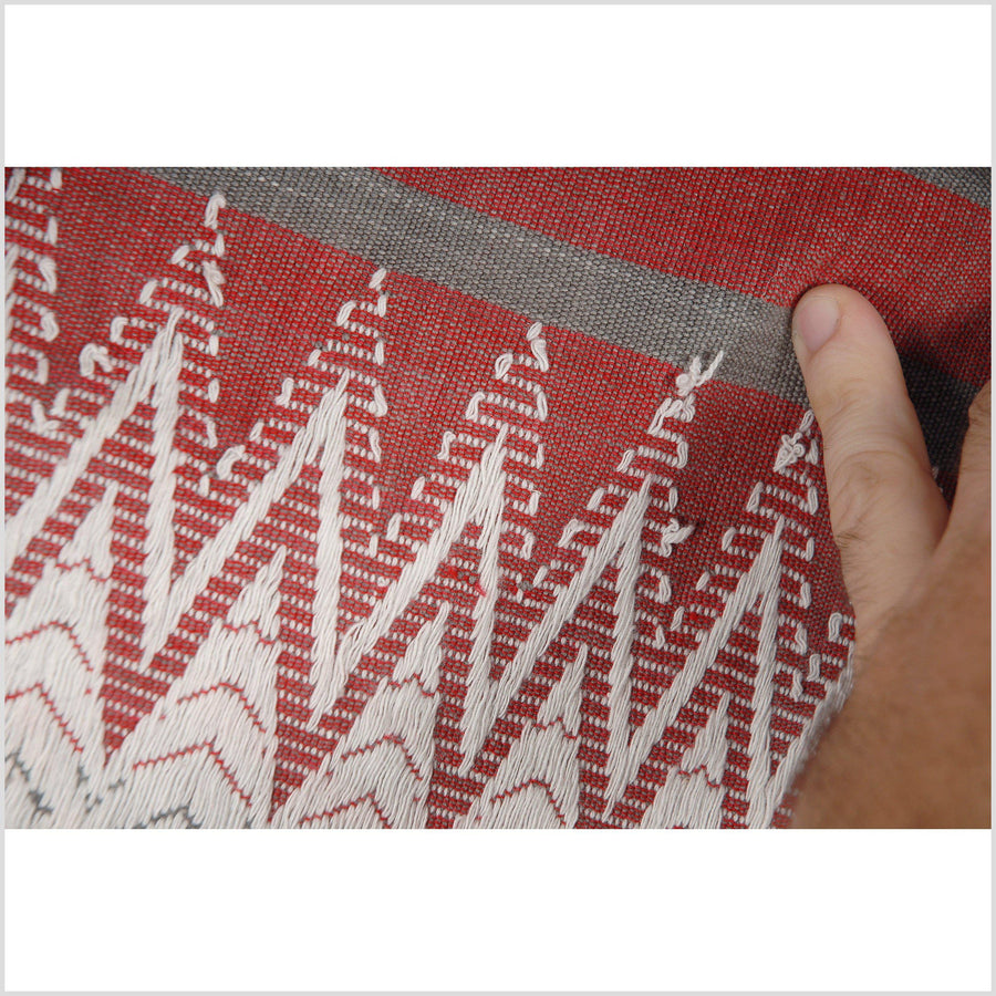 Naga blanket handwoven cotton throw stripe boho fabric tapestry India textile runner red gray white geometric tribal home decor 13 DS84
