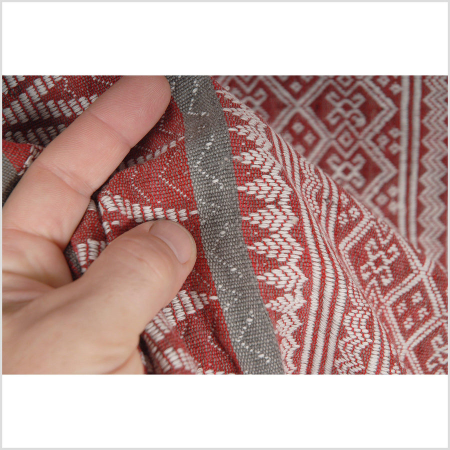 Naga blanket handwoven cotton throw stripe boho fabric tapestry India textile runner red gray white geometric tribal home decor 13 DS84