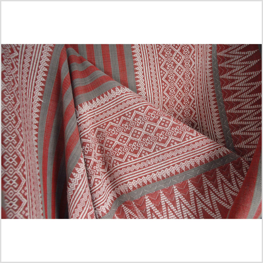 Naga blanket handwoven cotton throw stripe boho fabric tapestry India textile runner red gray white geometric tribal home decor 13 DS84