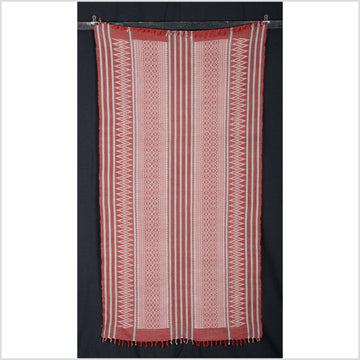 Naga blanket handwoven cotton throw stripe boho fabric tapestry India textile runner red gray white geometric tribal home decor 17 ET62