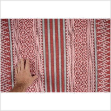 Naga blanket handwoven cotton throw stripe boho fabric tapestry India textile runner red gray white geometric tribal home decor 17 ET62