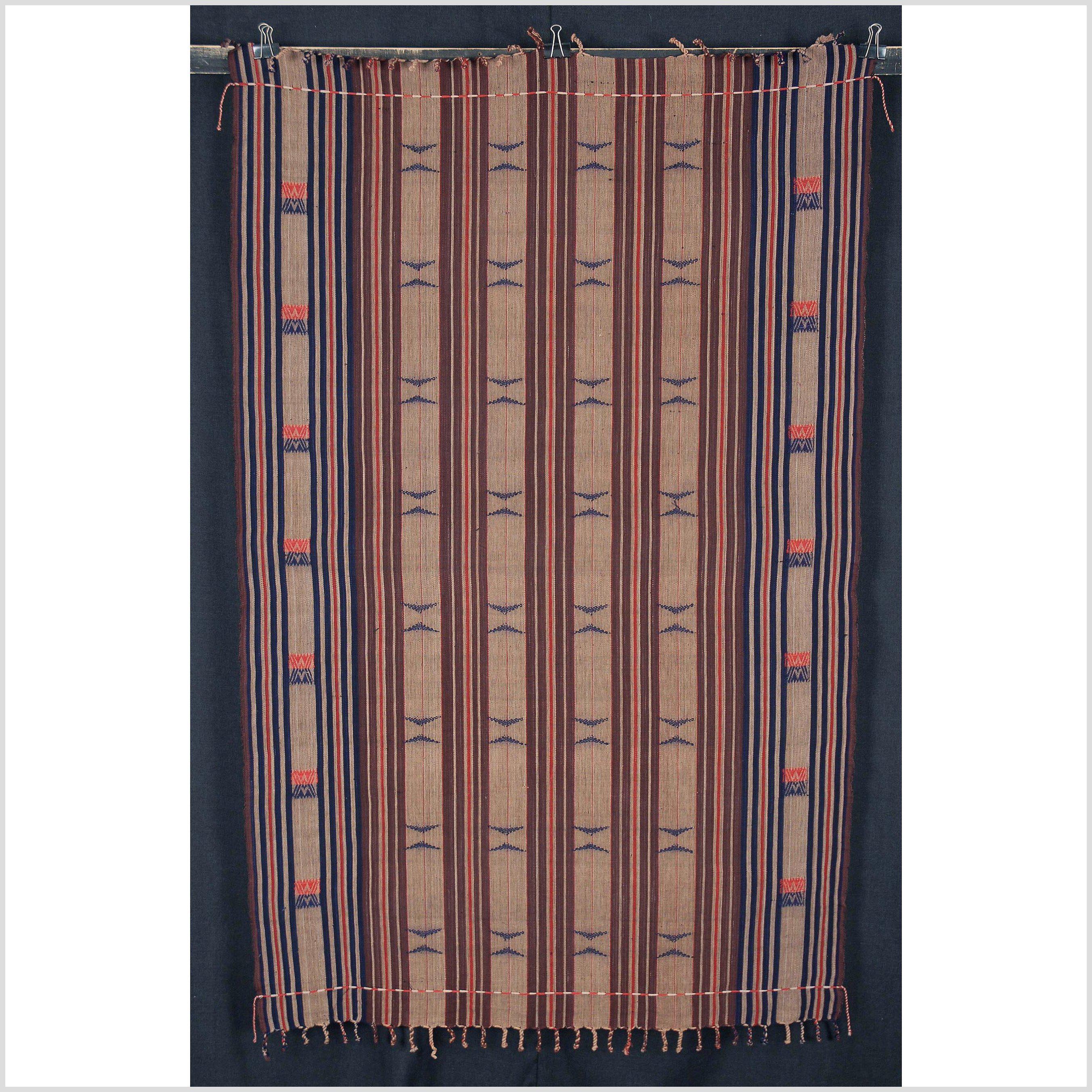 Tribal home decor ethnic Naga blanket red brown black order tan handwoven cotton stripe throw BN94