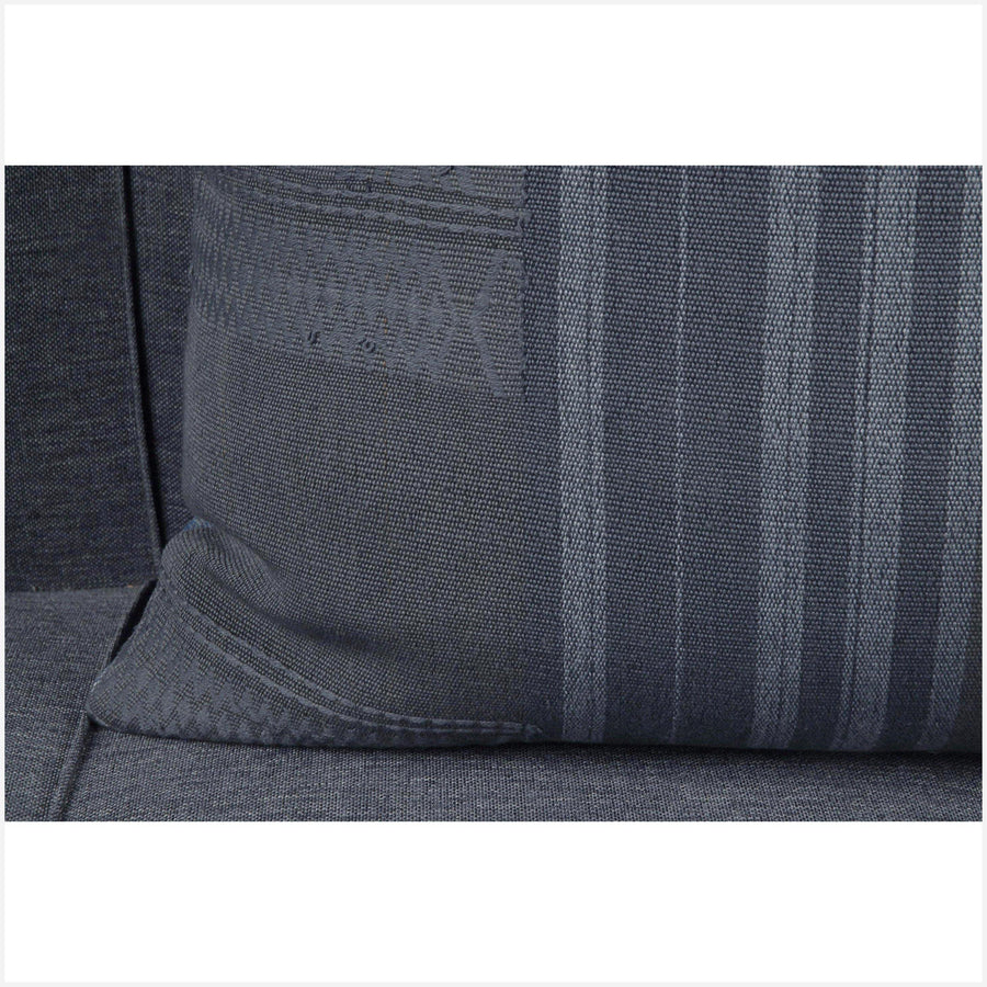 Naga tribal textile handwoven 20 in. square pillow gray, light gray, dark gray neutral cushion BN54