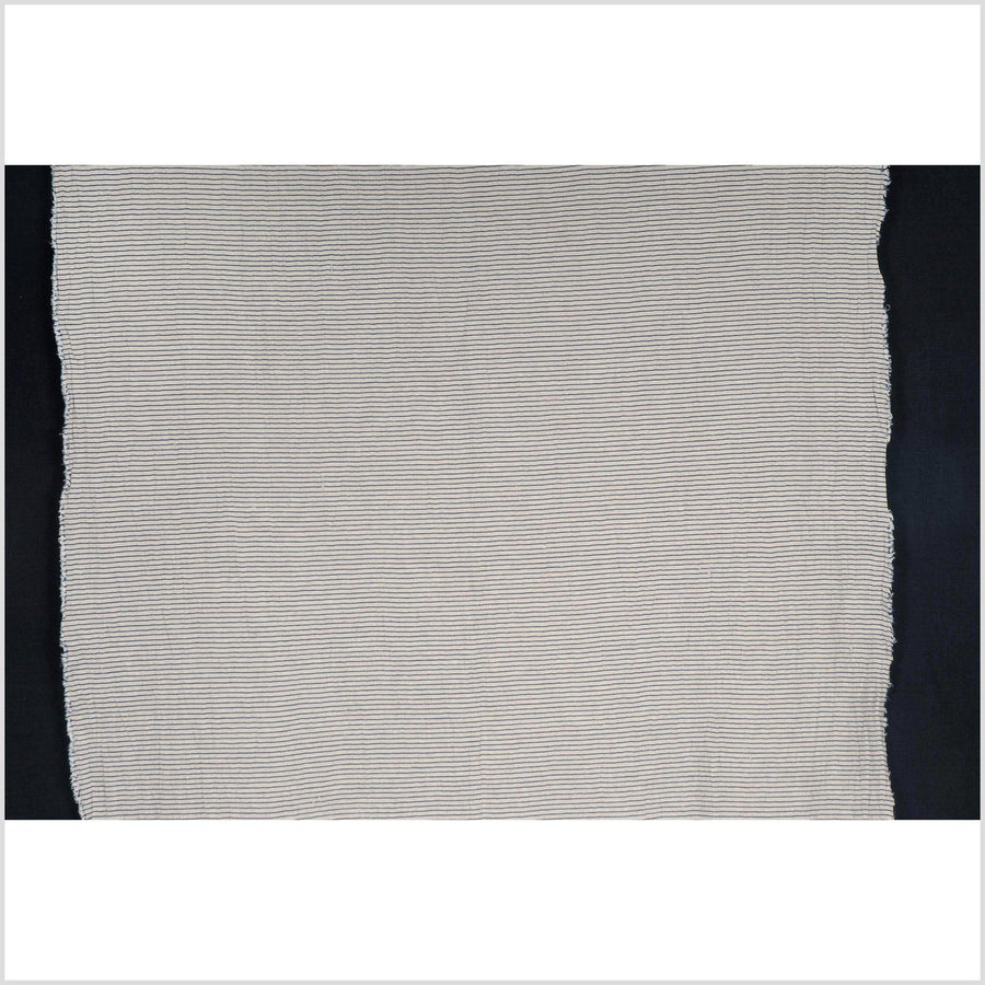 Natural color neutral hemp cotton linen mix cloth off-white blue stripe ethnic tribal home decor pillow runner table cloth bedspread PHA19