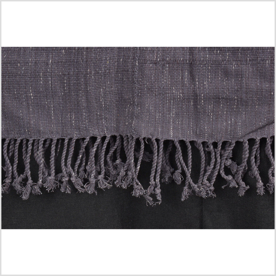 Natural organic dye cotton, handwoven neutral earth tone tribal textile, Karen Hmong fabric, Thai solid boho throw KK11