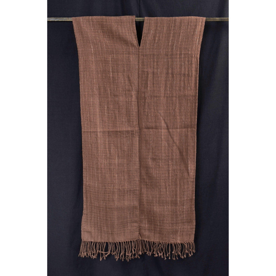 Natural organic dye cotton, handwoven neutral earth tone tribal textile, Karen Hmong fabric, Thai solid boho throw KK51