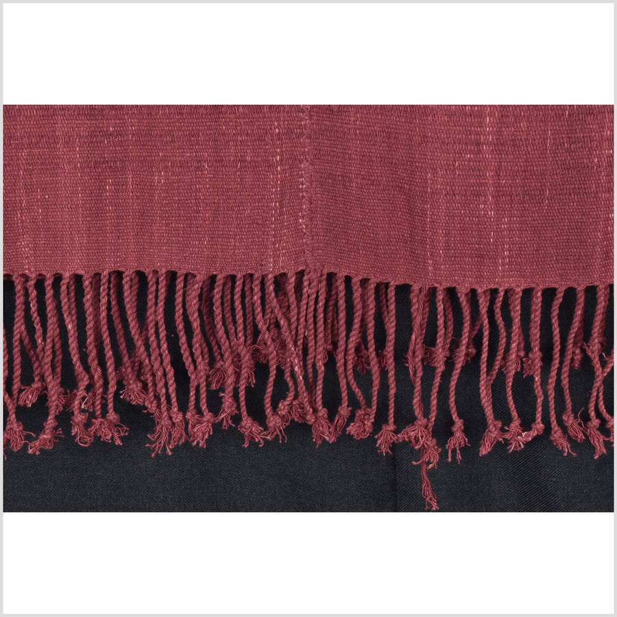 Natural organic dye cotton, handwoven neutral earth tone tribal textile, Karen Hmong fabric, Thai striped boho throw NN17