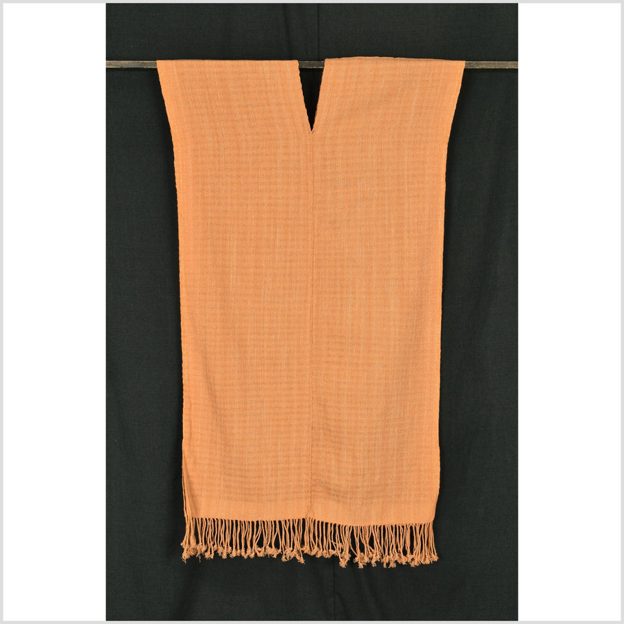 Natural organic dye cotton, handwoven neutral earth tone tribal textile, Karen Hmong fabric, Thai striped boho throw OO93