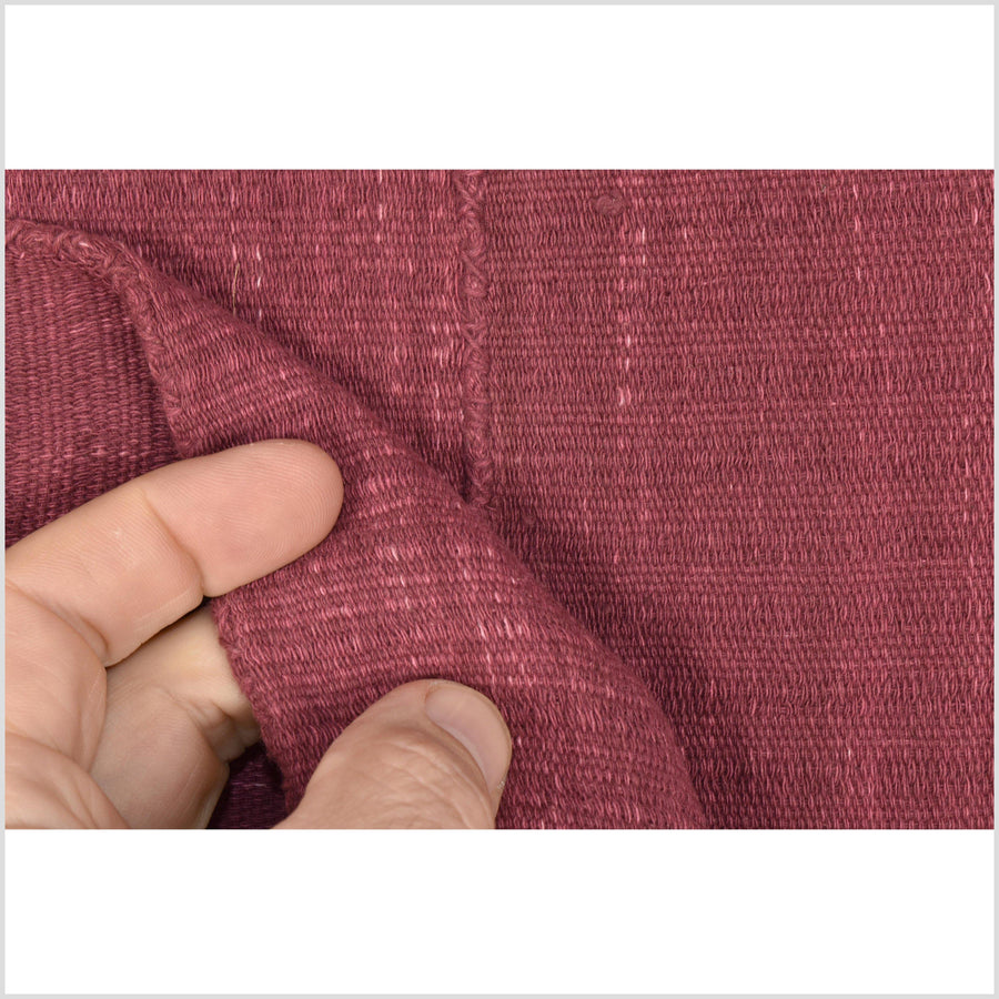 Natural organic dye cotton, handwoven neutral earth tone tribal textile, Karen Hmong fabric, Thai striped boho throw OO96