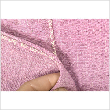 Natural organic dye cotton, handwoven neutral earth tone tribal textile, Karen Hmong fabric, Thai striped boho throw VV57