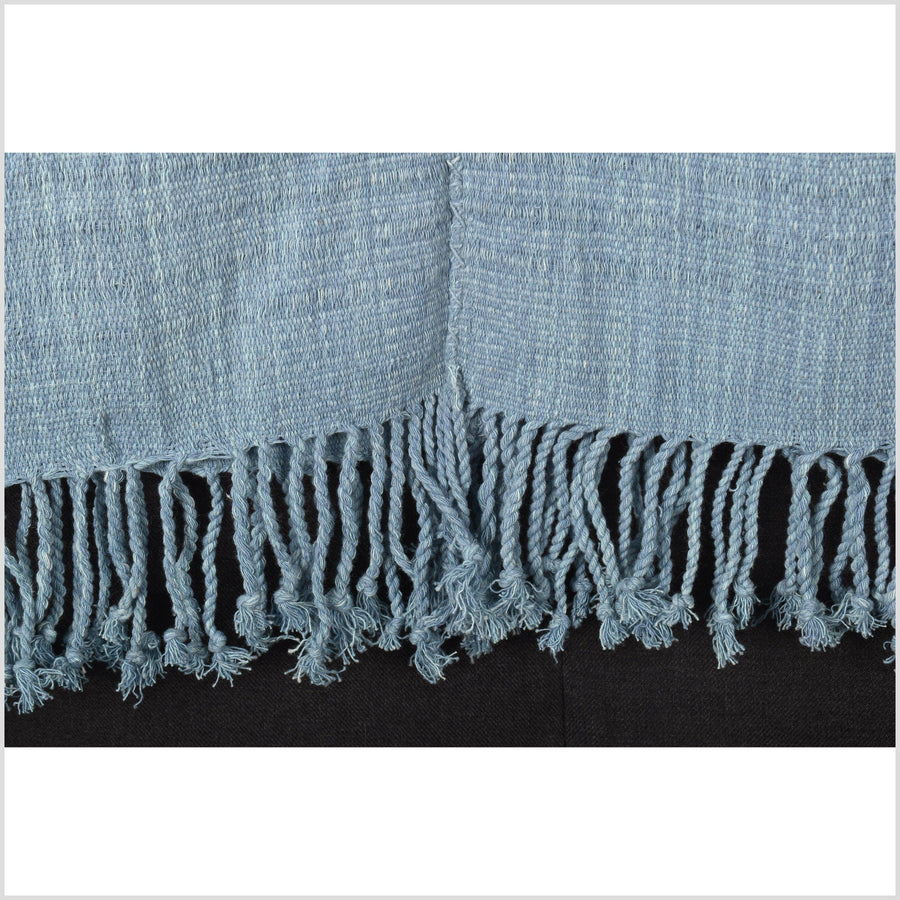 Natural organic dye cotton, handwoven neutral earth tone tribal textile, Karen Hmong fabric, Thai striped boho throw VV59