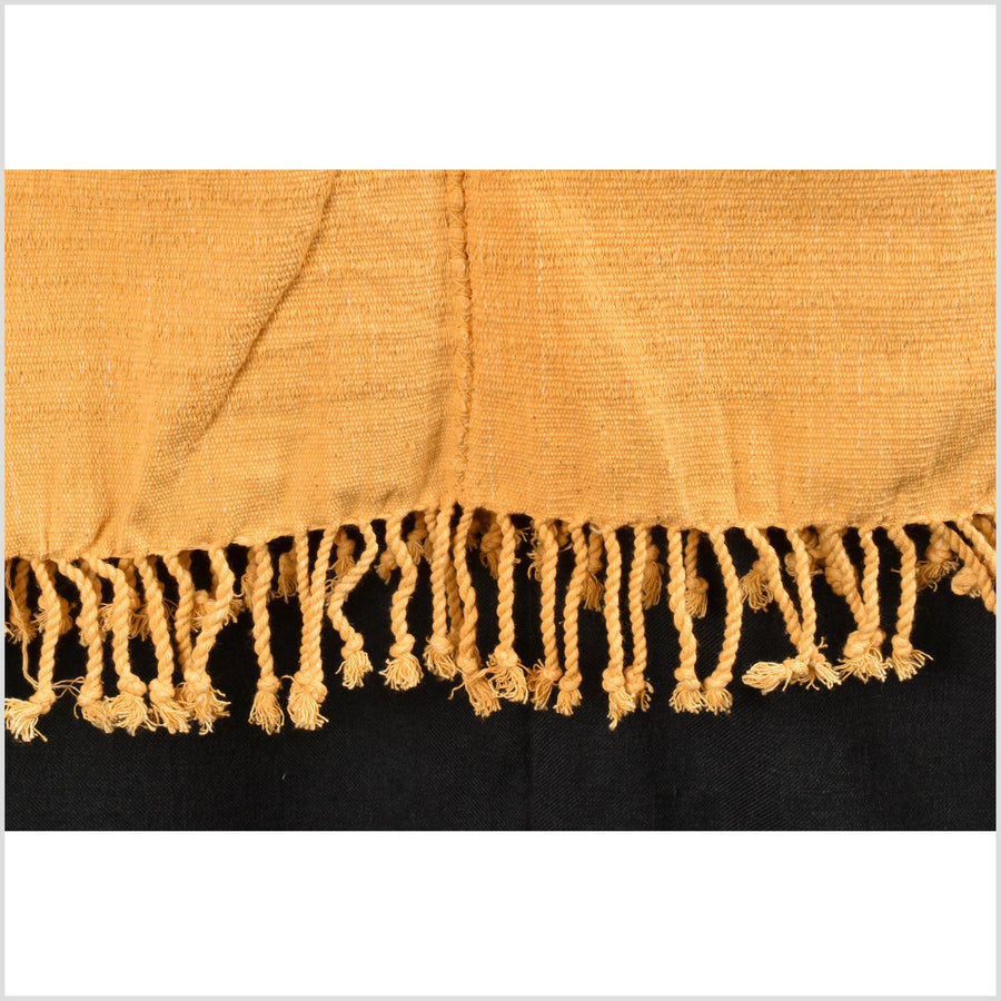 Natural organic dye cotton, handwoven neutral earth tone tribal textile, Karen Hmong fabric, Thai striped boho throw VV64