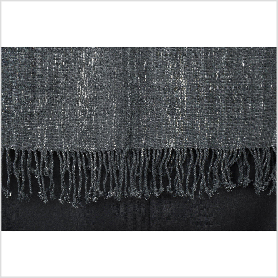 Natural organic dye cotton, handwoven neutral earth tone tribal textile, Karen Hmong fabric, Thai striped boho throw VV66