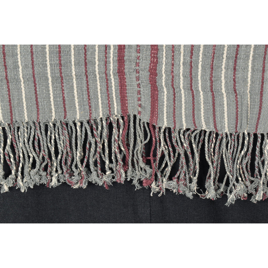 Natural organic dye cotton, handwoven neutral earth tone tribal textile, bohemian Hmong fabric, Thai striped boho throw OO20
