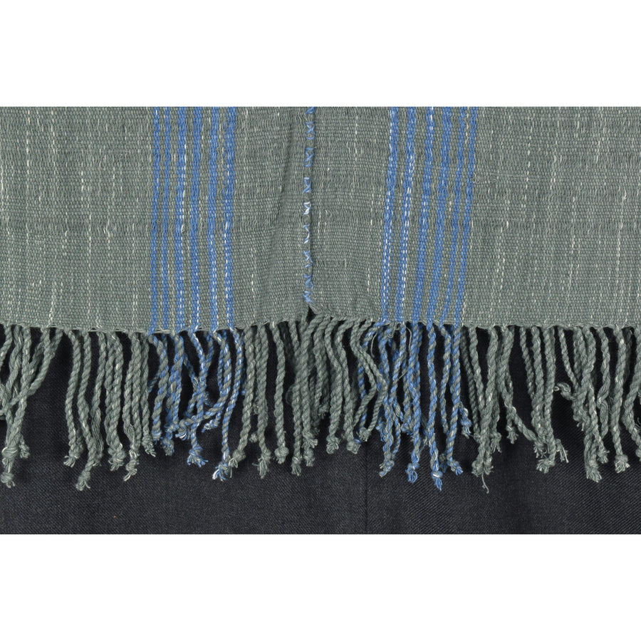 Natural organic dye cotton, handwoven neutral earth tone tribal textile, bohemian Hmong fabric, Thai striped boho throw OO27