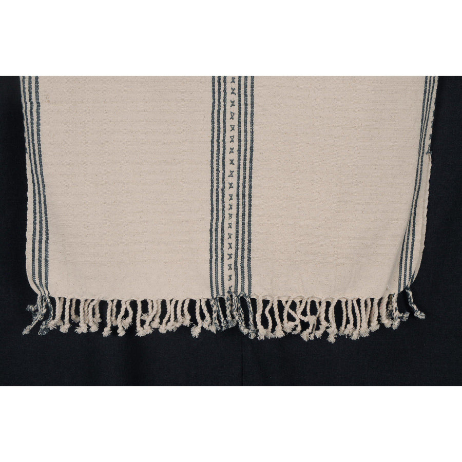 Natural organic dye cotton, handwoven tribal textile, Karen Hmong fabric, Thai striped boho throw NM20