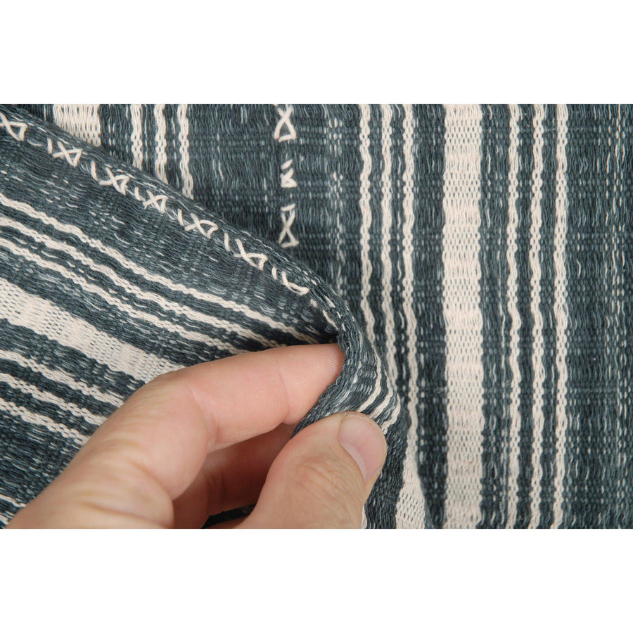 Natural organic dye tribal textile Karen Hmong fabric Thai hilltribe gray white stripe boho cotton NM18