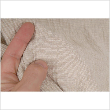 Natural, unbleached, neutral hemp and linen fabric. Beige color with a ribbed, ridged texture PHA21