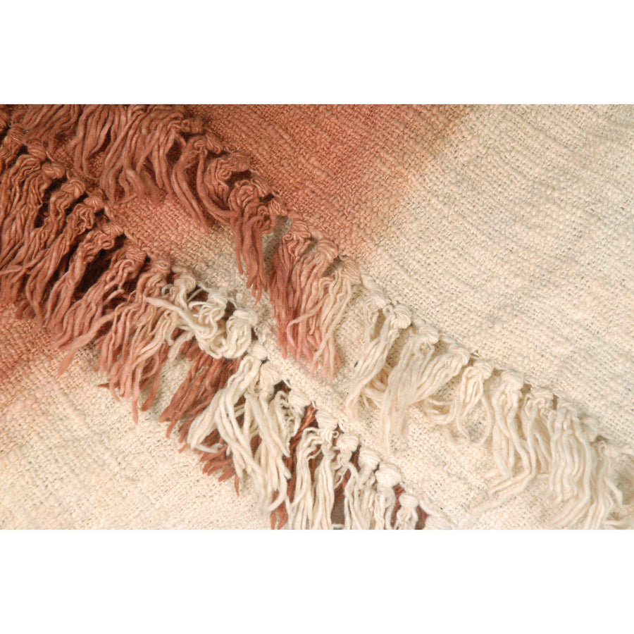 Natural vegetable dye handwoven cotton blanket burnt orange white cream neutral textile tapestry ethnic tribal home decor CE79
