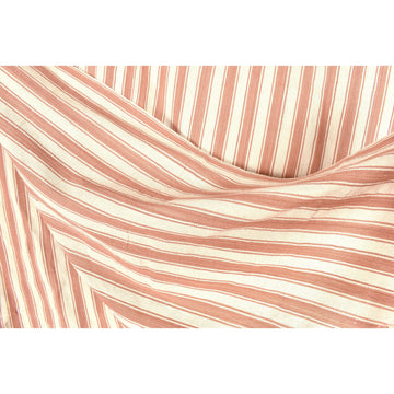 Natural vegetable dye warm off-white and salmon stripe Chin Miao Hmong handwoven heavy cotton textile fabric. Karen hill tribe home decor PO114