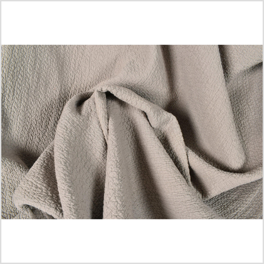 Neutral, creamy beige, quilted and crinkled, 2-ply, heavy-weight, textured cotton fabric, natural Thailand fabric by the yard PHA218