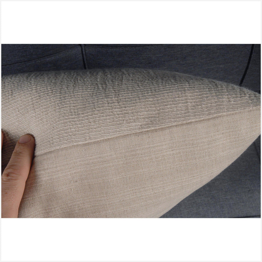 Neutral, natural beige 19 in. square cushions. Cotton, hemp and linen pillow BN33