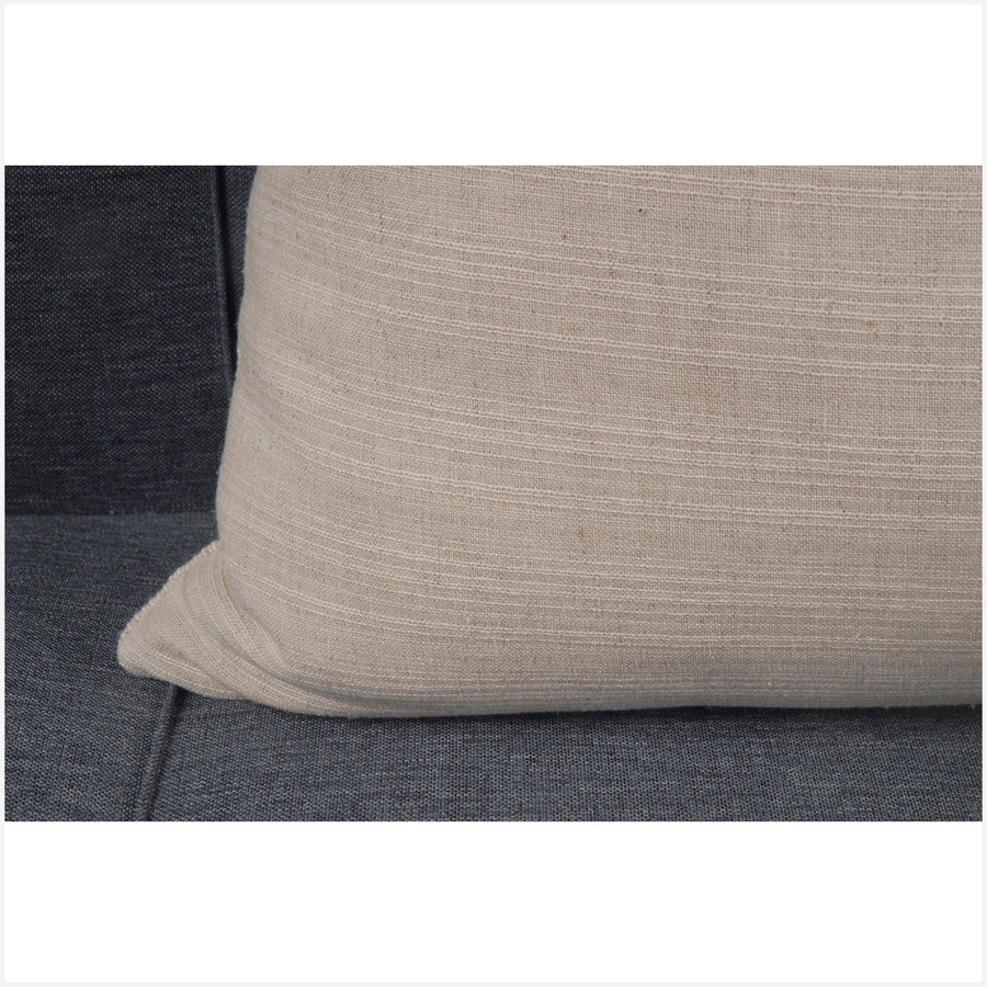 Neutral, natural beige 19 in. square cushions. Cotton, hemp and linen pillow BN33