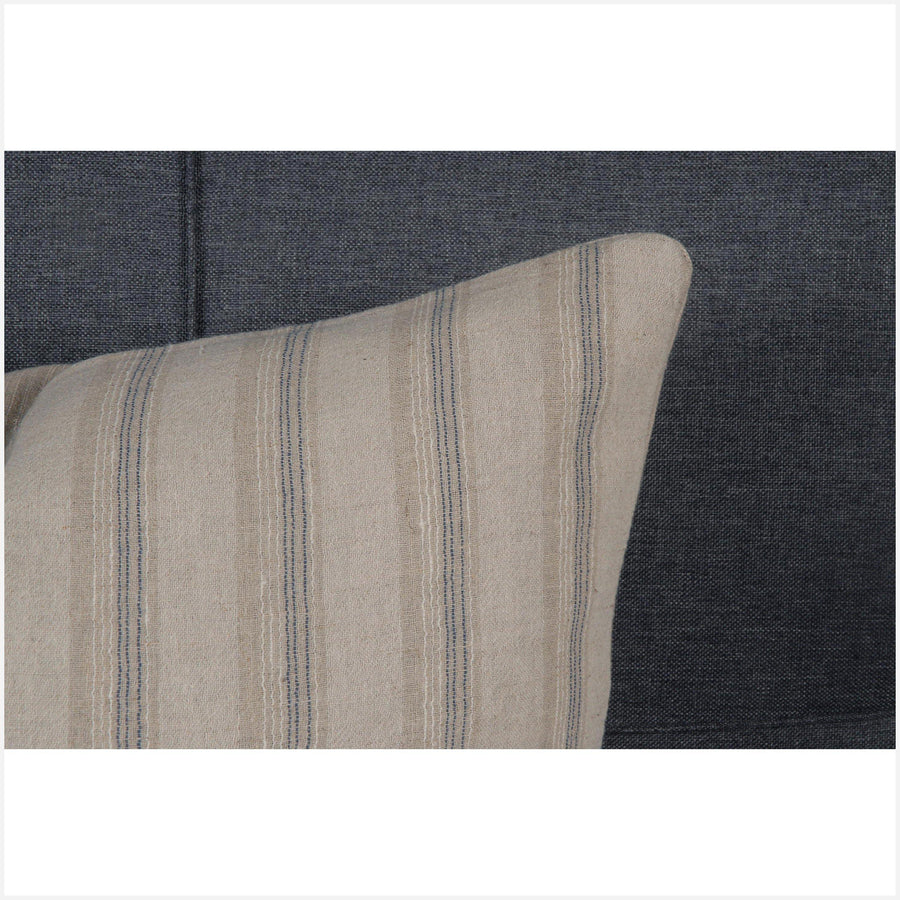 Neutral, natural beige and gray 18 in. square cushions. 100% cotton reversible pillow BN39