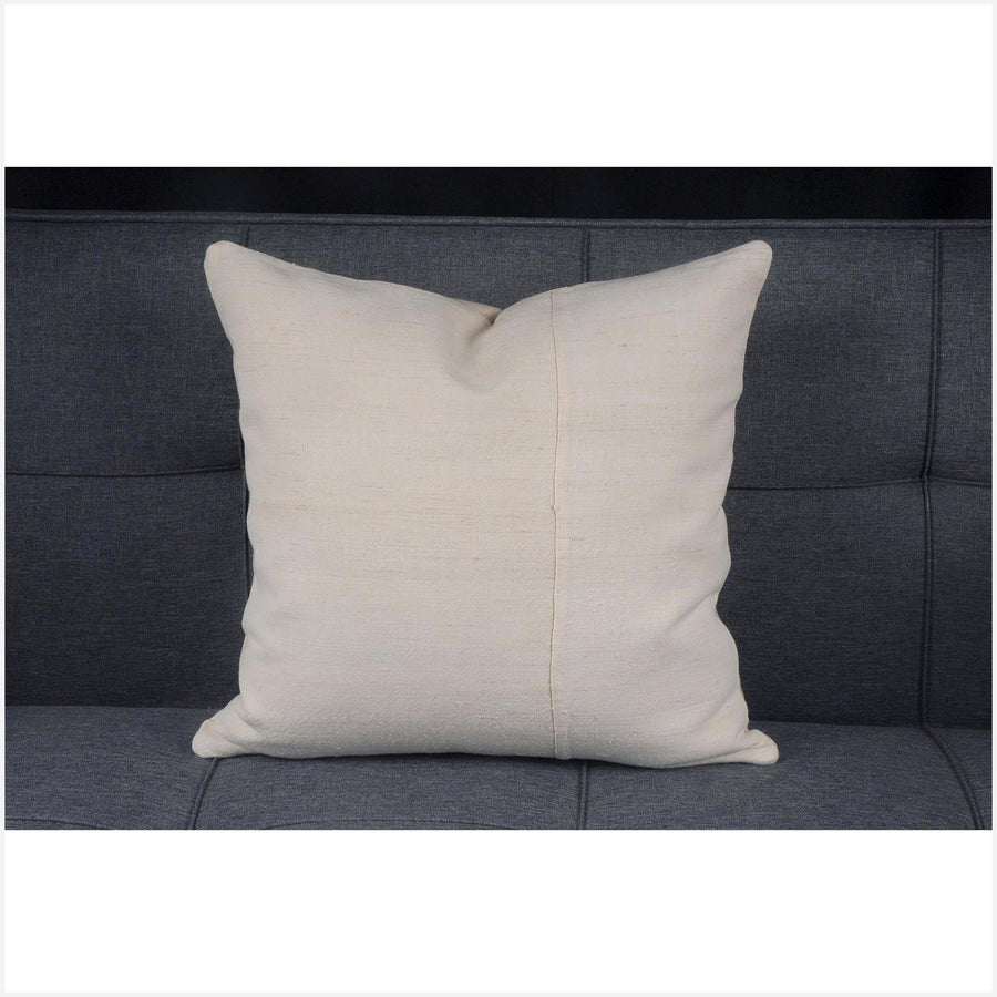 Neutral, natural cream off-white 18 in. square cushions. Vintage Miao/Hmong handwoven hemp pillow BN40
