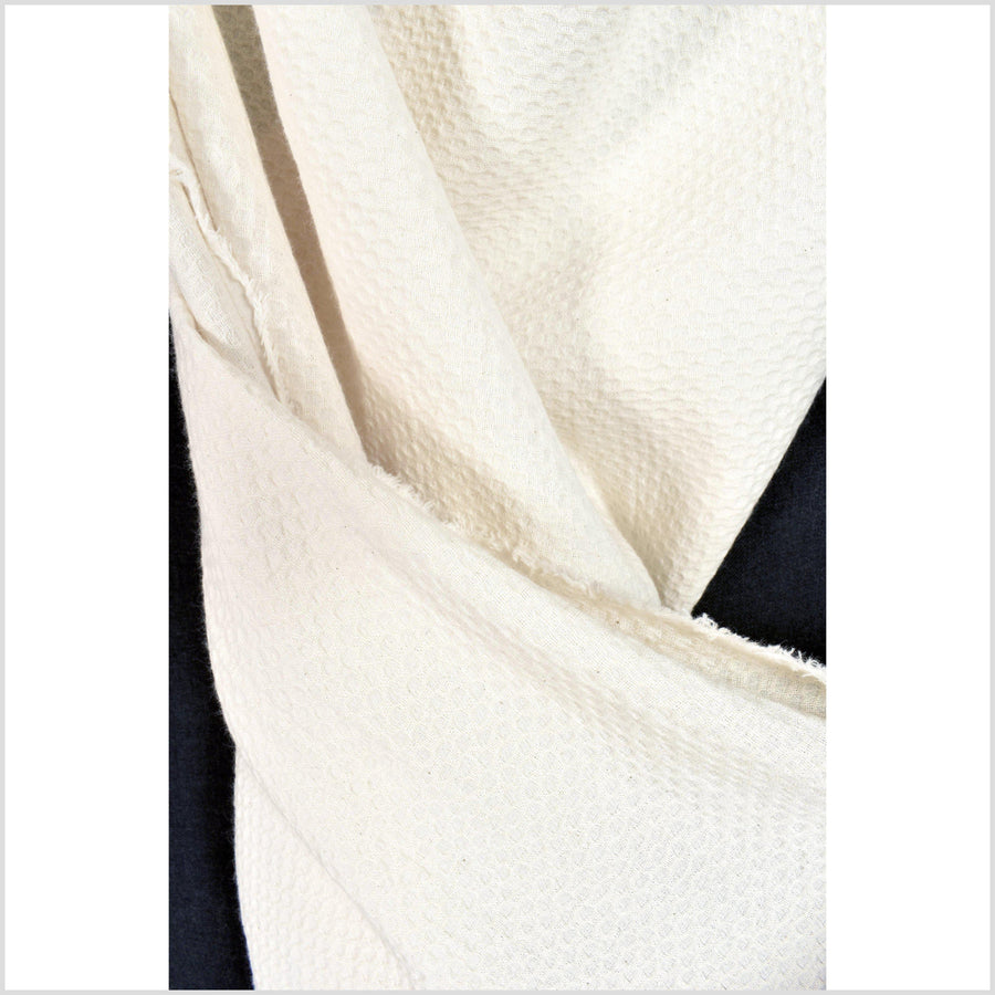 Neutral unbleached cream, ivory, quilted and dimpled textured cotton, –  Water Air Industry