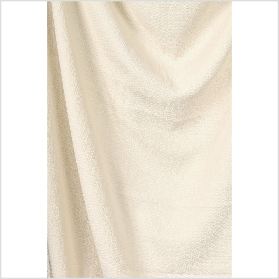 Neutral unbleached cream, quilted and crinkled, 2-ply, heavy-weight, textured cotton fabric PHA137-10