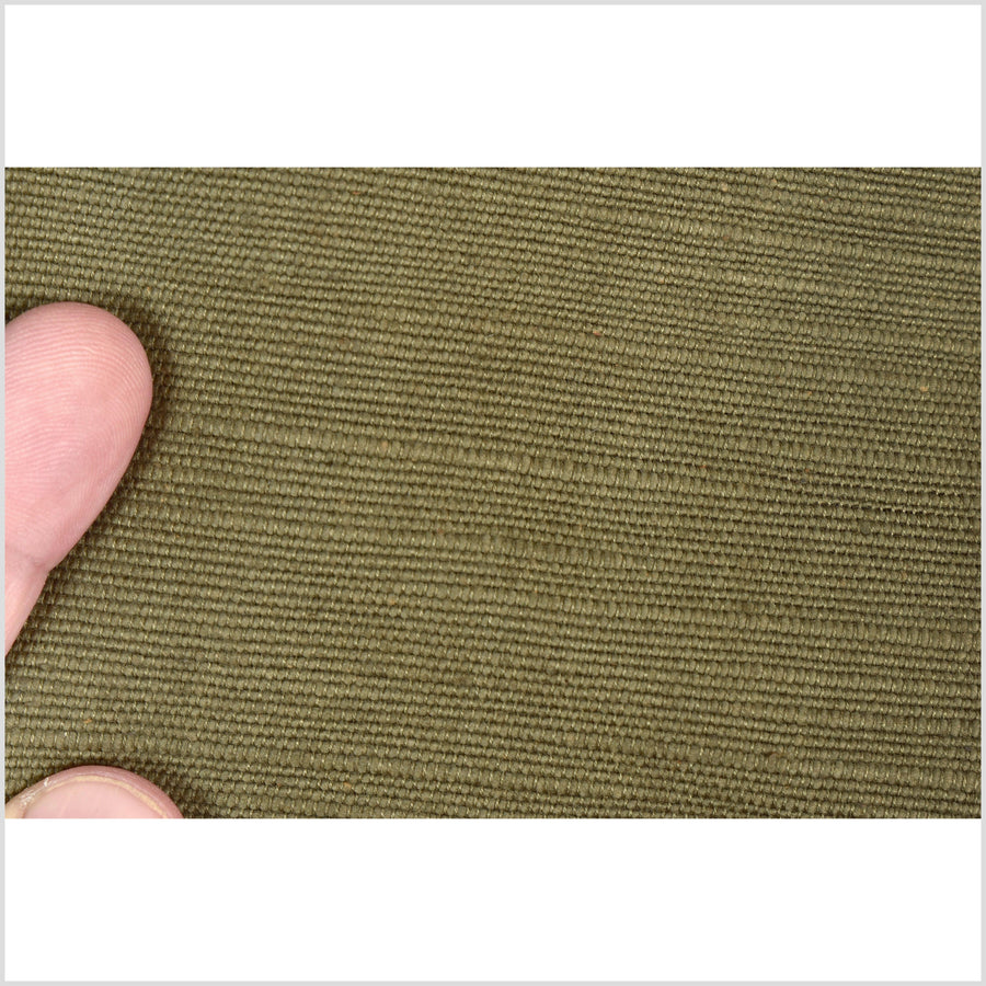 Olive brown green, elegant handwoven medium weight cotton fabric, lovely raised texture, amazing handfeel and density,Thailand craft supply PHA316-10