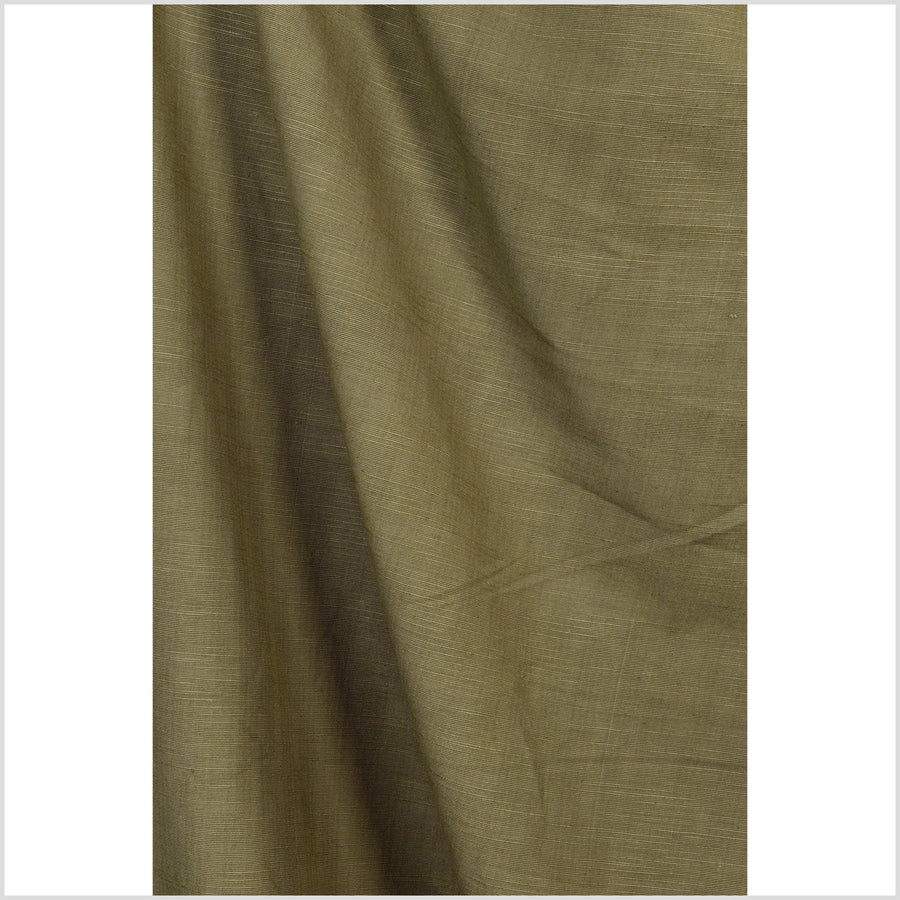 Olive brown green, elegant handwoven medium weight cotton fabric, lovely raised texture, amazing handfeel and density,Thailand craft supply PHA316-10