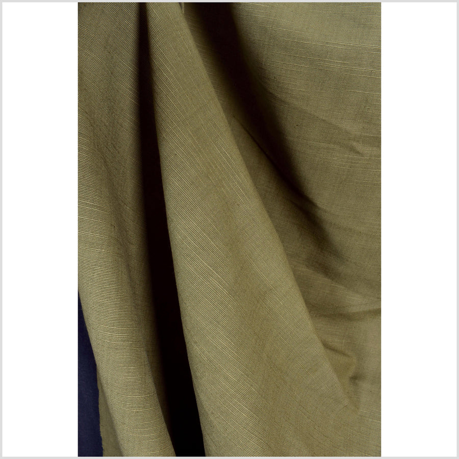 Olive brown green, elegant handwoven medium weight cotton fabric, lovely raised texture, amazing handfeel and density,Thailand craft supply PHA316