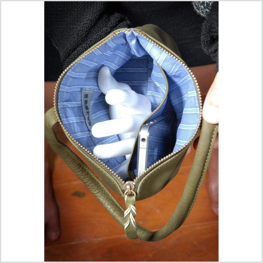 Small Hemp Handbag With Cow Leather Handles