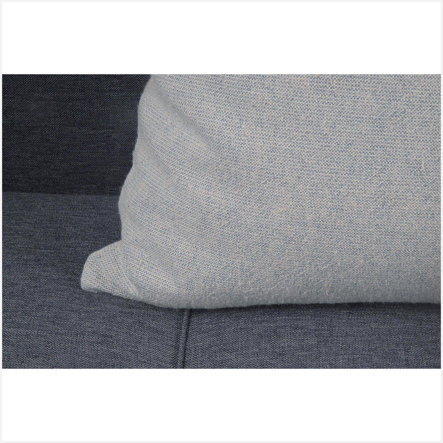 Pale blue-gray with cream subtle pinstripe cotton pillow, 20 in. square cushions BN59
