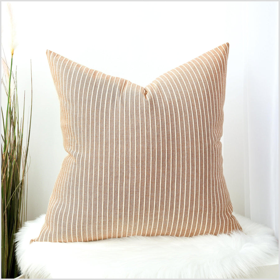 Pale brick orange, oatmeal hemp/linen/cotton pillow, handwoven Thailand cotton, minimalist style, choose shape size decorative cushion YY92