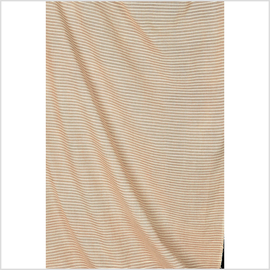 Pale terracotta orange, two-tone, big texture cotton fabric, raised ribbing, organic vegetable dye color, handwoven, Thailand craft supply PHA304