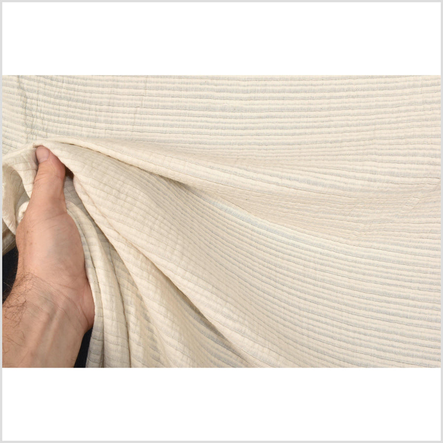 Pleated beige, off-white, 2-ply, quilted light weight fabric in soft cotton, linen, and tencel PHA67