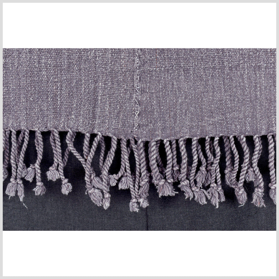 Purple, gray natural organic dye cotton, handwoven tribal textile, Karen Hmong fabric, Thai bohemian throw ZV102