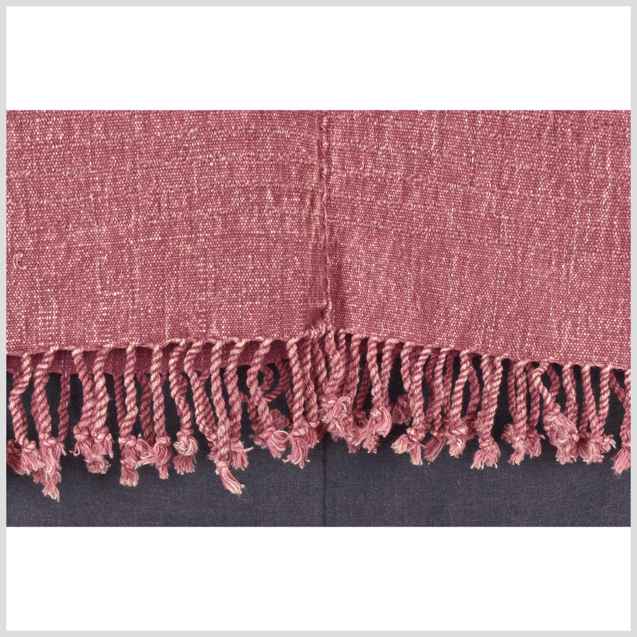 Red gray natural organic dye cotton, handwoven tribal textile, Karen Hmong fabric, Thai bohemian throw ZV105
