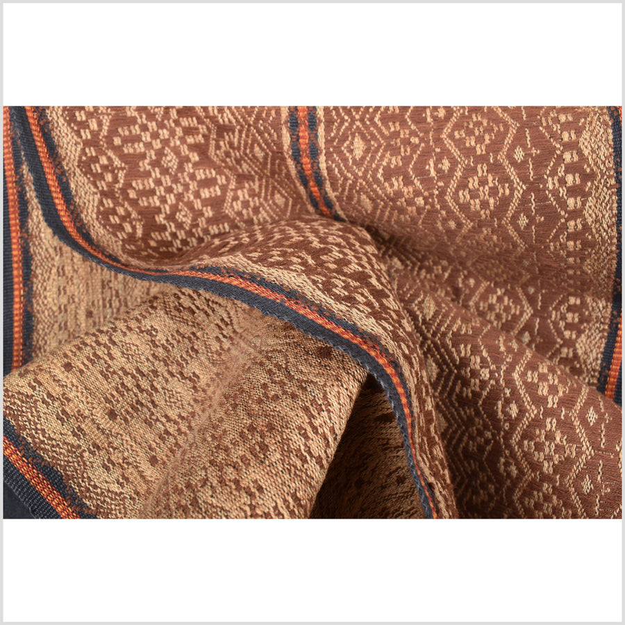 Reddish brown Chin tribal textile home decor boho blanket, cotton and hemp hand woven table runner ethnic wall art tapestry VV89