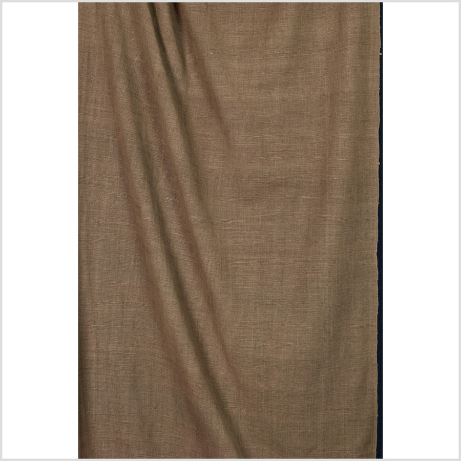 Rich, textured, handwoven, chocolate brown, 100% cotton natural dye fabric, thick medium-weight, Thailand craft sold by the yard PHA331