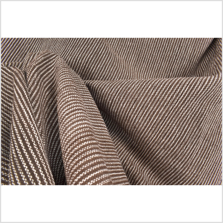 Rugged brown and white handwoven fat weave, 100% cotton neutral earth tone fabric, medium-weight, per yard PHA148