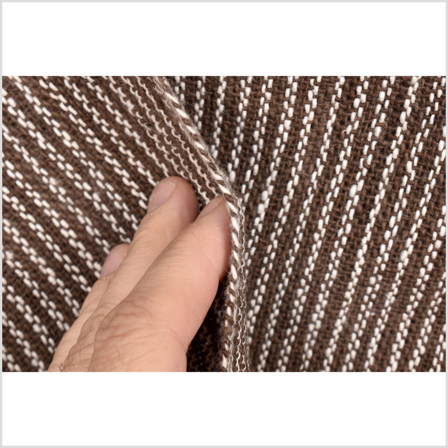 Rugged brown and white handwoven fat weave, 100% cotton neutral earth tone fabric, medium-weight, per yard PHA148