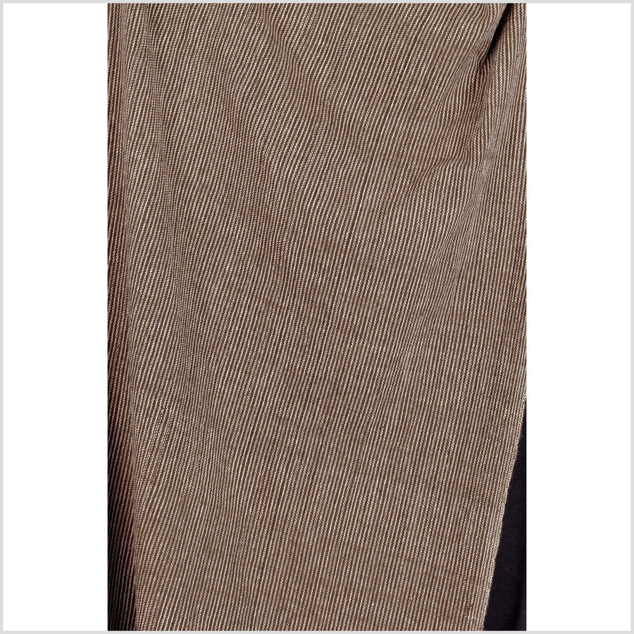 Rugged brown and white handwoven fat weave, 100% cotton neutral earth tone fabric, medium-weight, per yard PHA148