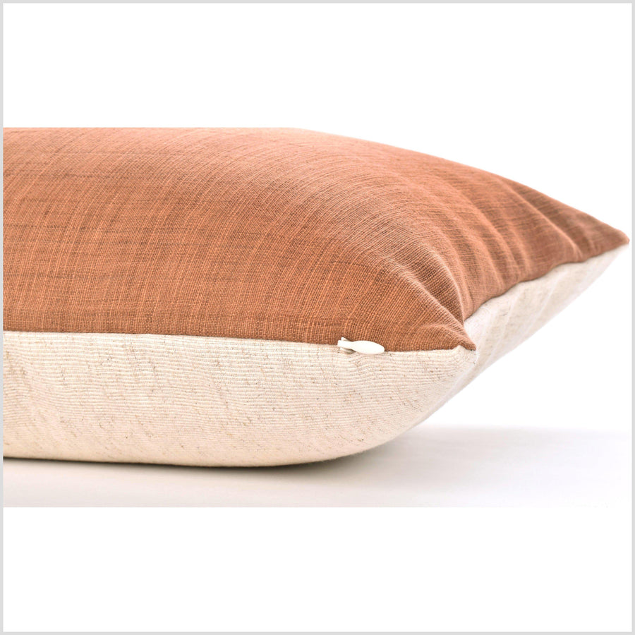 Rust brown, natural organic dye cushion, tribal ethnic pillow, Hmong hilltribe 22 inch lumbar, handwoven cotton, PP86