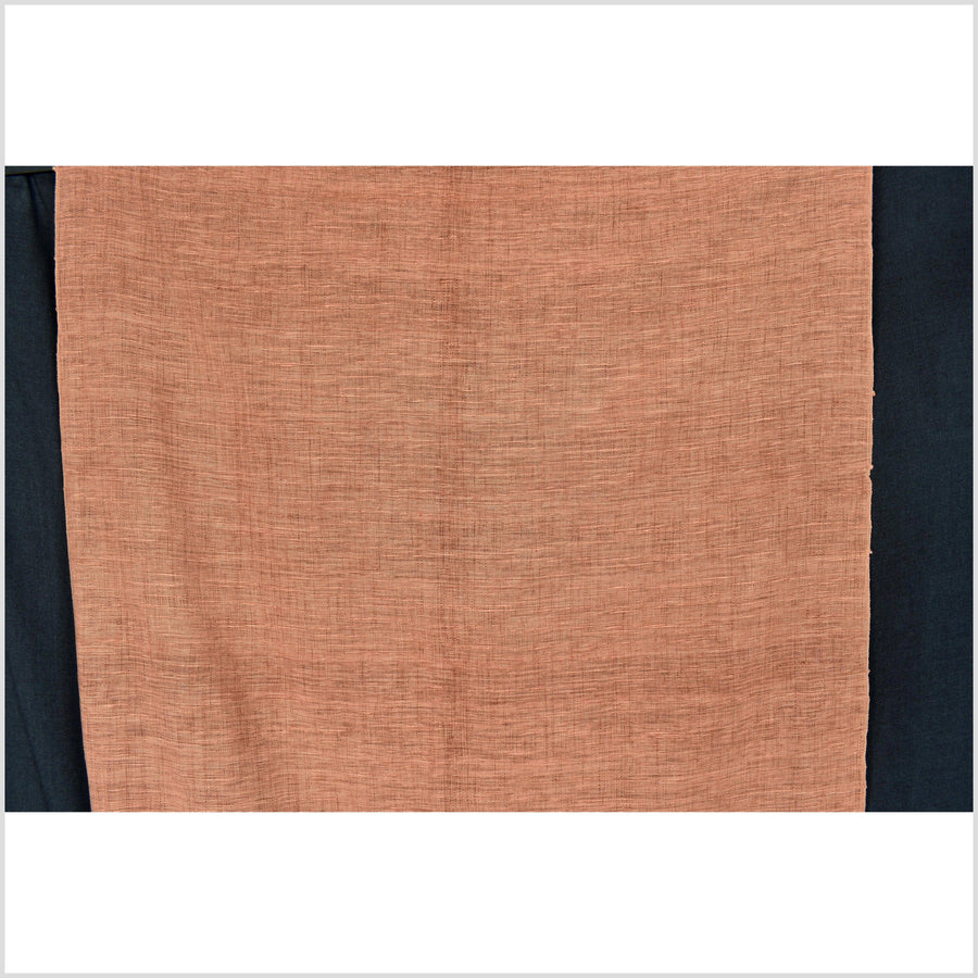 Rust brown orange cotton fabric, natural textured handwoven, medium-weight, rustic farmhouse feel Thai handloom autumn color cloth PHA328-10