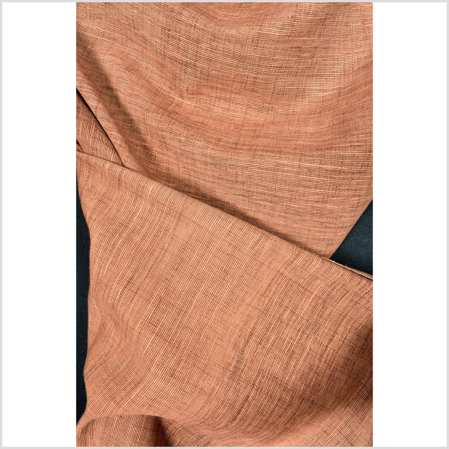 Rust brown orange cotton fabric, natural textured handwoven, medium-weight, rustic farmhouse feel Thai handloom autumn color cloth PHA328